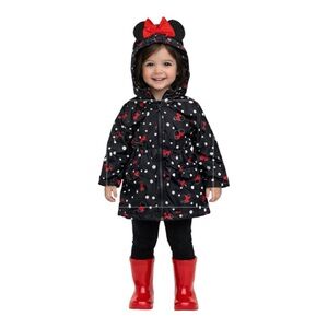 Disney Minnie Mouse Polka Dot Rain Jacket with Hood Toddler Girls Size 2T